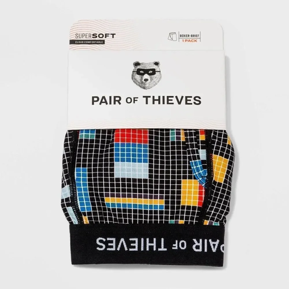 Pair of‎ Thieves Men's Super Soft Boxer Briefs - MultiColored, Medium D12